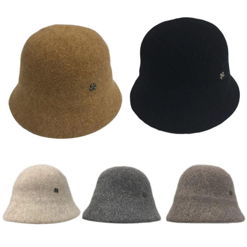 

Однотонная шапка-колокол Q39C, шапка для раковины, шерстяная Рыбацкая шляпа для детского активного отдыха