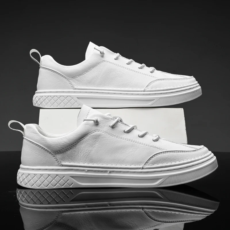 Классические мужские повседневные туфли модные кроссовки на шнуровке кожаные