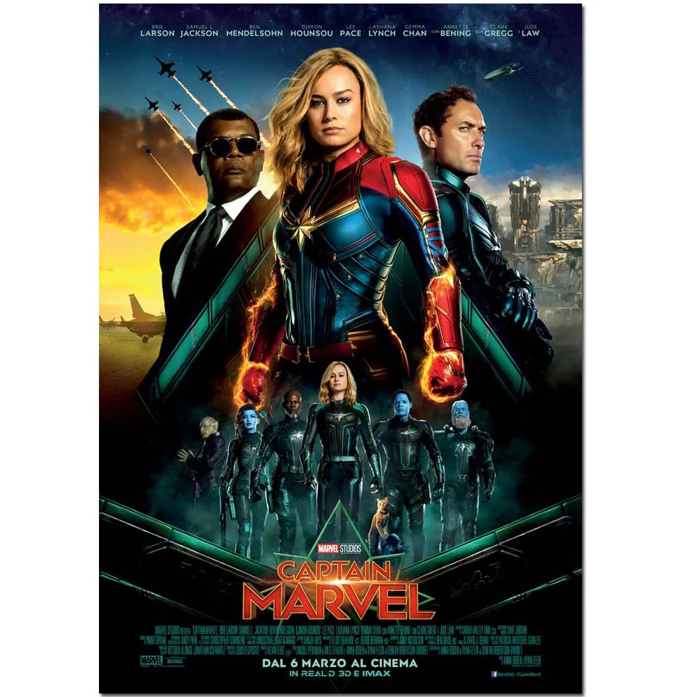 Капитан Марвел 2019 фильм Гусь Кот космический плакат супергероя и печать стены