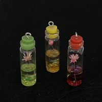 5pcsbag colorful lotus glass bottle pendant wishing bottle diy jewelry making accessories ladies earring craft necklace costume