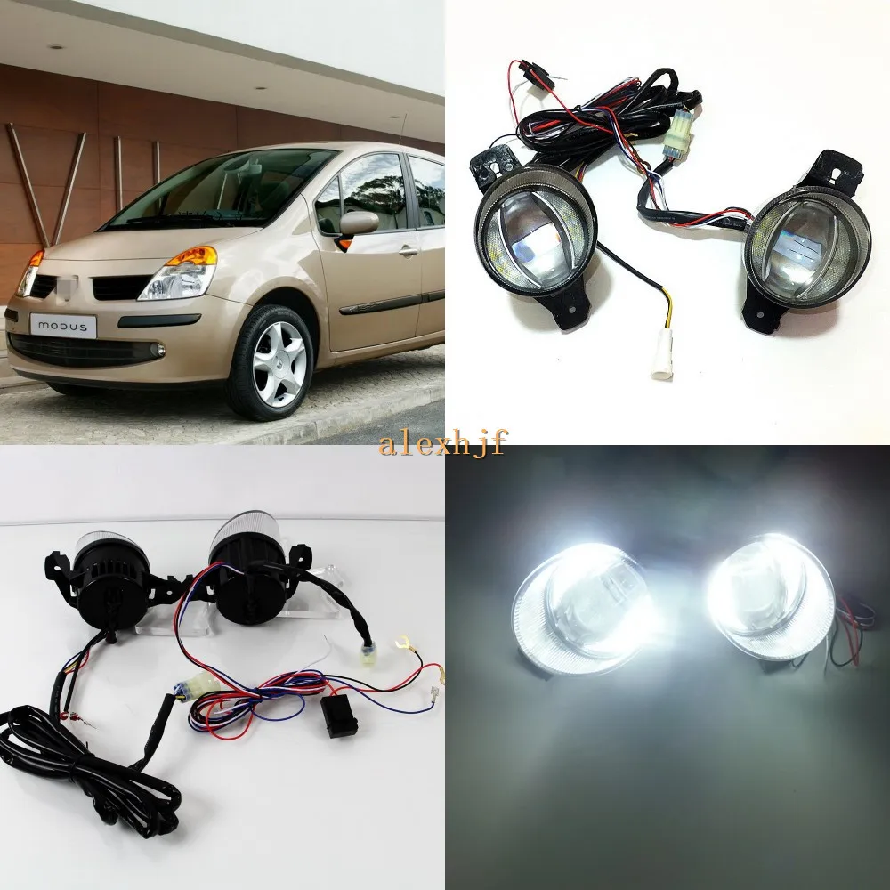 

July King 1600LM 24W 6000K LED Light Guide Q5 Lens Fog Lamp+1000LM 14W Day Running Lights DRL Case for Renault Modus 5D 2004-12