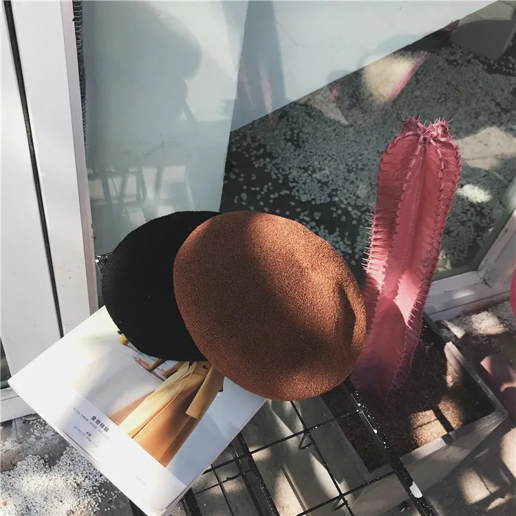 Берет женский трехмерный однотонный вязаная шапка в стиле ретро кэжуал дышащая