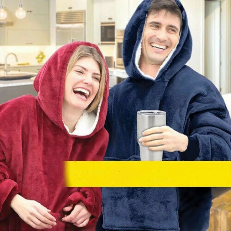 

Women Men Winter Fleece Sweater Wearable Blanket With Sleeves And Pocket Micro Plush Keep Warm Snuggie Warm Sweaters