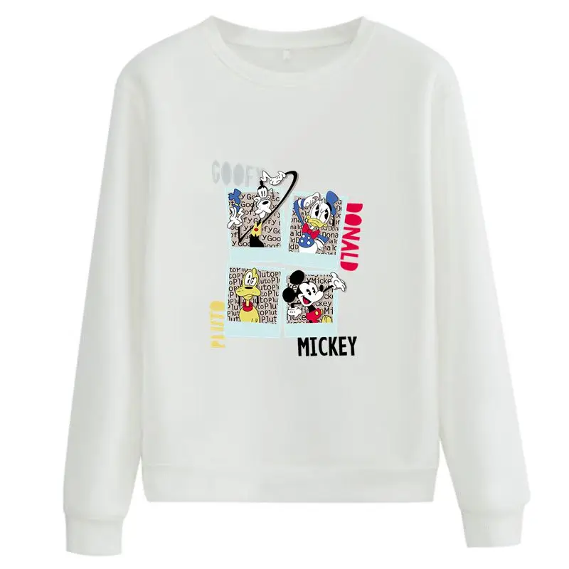 S-3XL Loose Disney Cartoon Mickey Mouse Donald Duck Kawaii Harajuku Women Sweetshirts Autumn Winter 2021 Korean Fashion Pullover