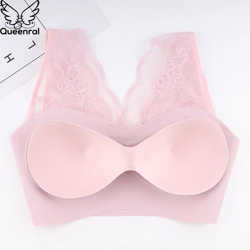 Queenral Бесшовные бюстгальтеры для женщин нижнее белье отжимать Bralette BH беспроводной бюстгальтер s m l xl сексуальное кружевное белье