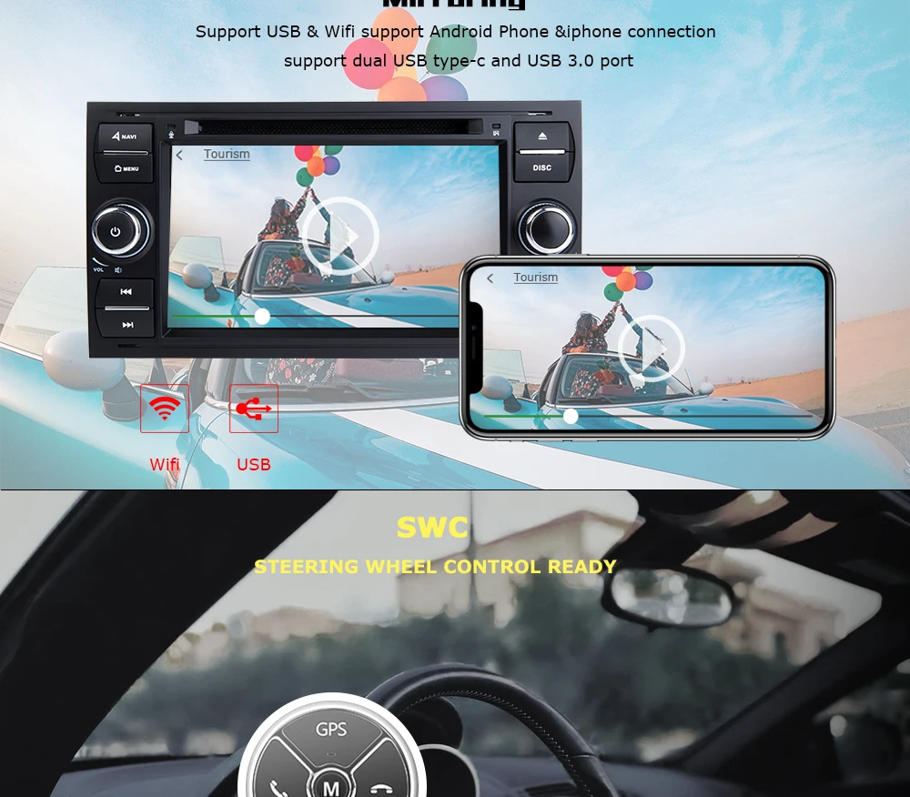 Android 9,0 2 din автомагнитола gps DVD для Ford Focus 2 Ford Fiesta Mondeo 4 C-Max S-Max Fusion Transit Kuga мультимедийная навигация