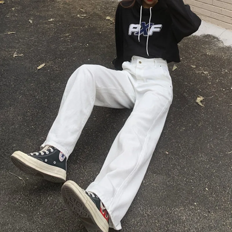 

Woman Jeans High Waist Clothes Wide Leg Denim Clothing Blue Streetwear Vintage Quality 2021 Fashion Harajuku Straight Pants