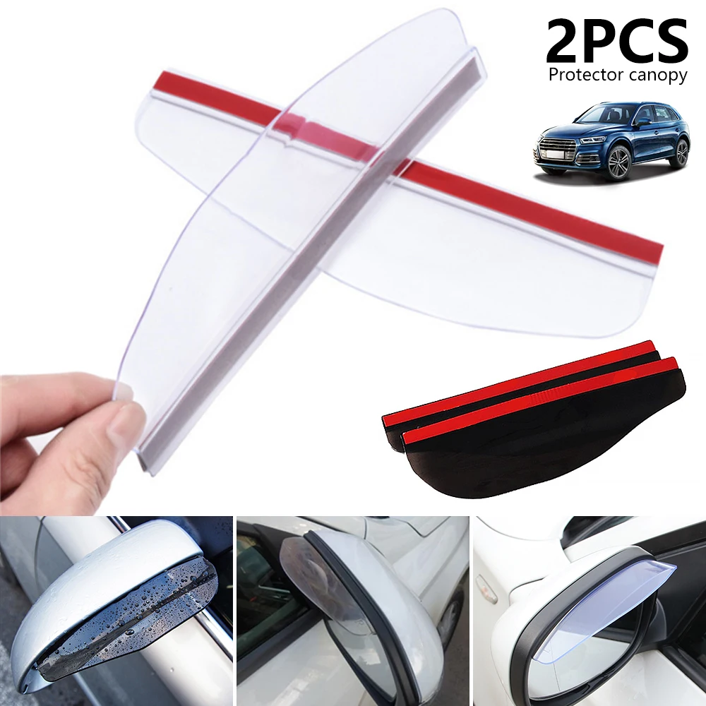 

A Pair Rearview Mirrors Flexible PVC Rearview Mirror Rain Shade Rainproof Blades Back Mirror Eyebrow Rain Cover Car Accessories
