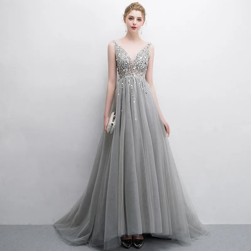 Evening Dresses Long Robe De Soiree Crystal Beaded Vestidos Gala Backless Women Formal Dress Party Prom Gown | Свадьбы и торжества