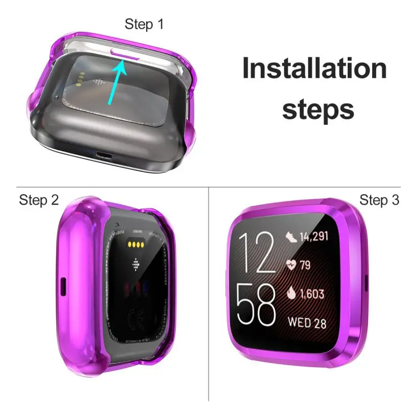 

Suitable For Fitbit Versa2 All-inclusive Plating Case Soft TPU Plating Anti-fall Case Protect Shell Smart Accessories
