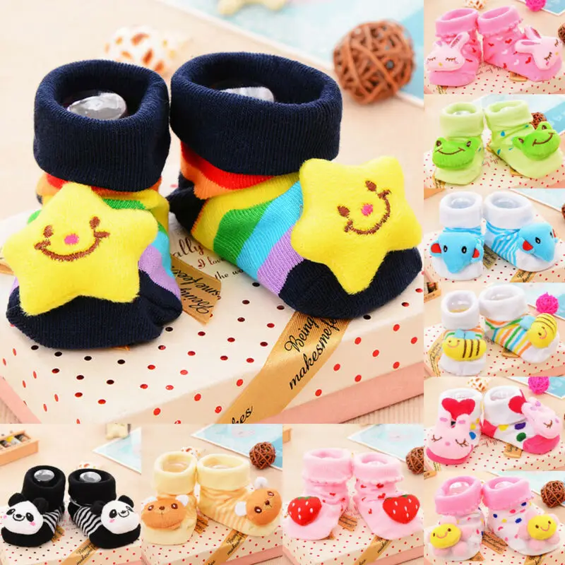 Детские Разноцветные носки для новорожденных с мультяшным рисунком