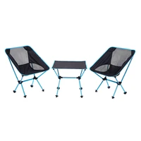 new outdoors lightweight folding moon shape aluminum 1 table 2chairs portable barbecue multi purpose table and chair 3pcsset