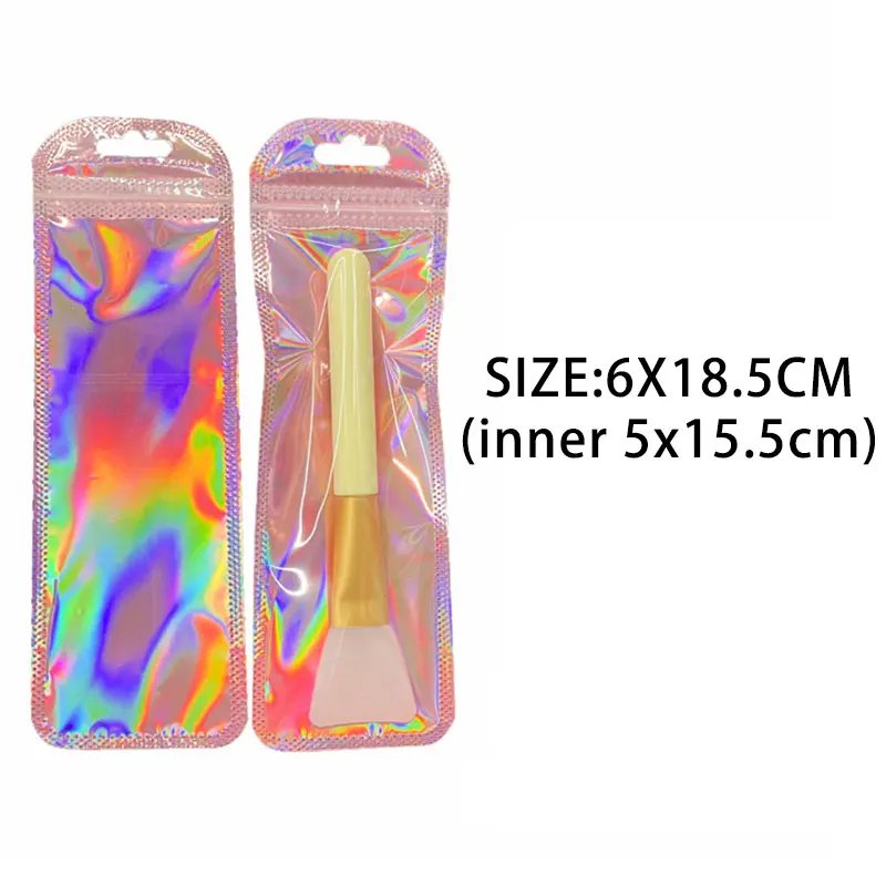 50pcs Iridescent Self Sealing OPP Bags Pouches Laser Iridescent Zip lock Bag Resealable Packaging JewelryRetail Bag Pouches Bags