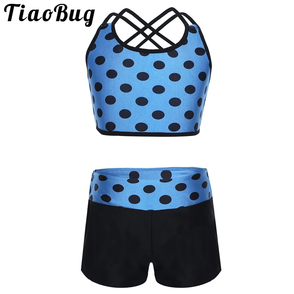 

New Kids Children Sportwear Girls Dot Yoga Vest Tanks Top with Leggings Dry Fast Children Summer Casual Exercise Gym Outfits