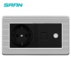 SRAN настенная розетка стандарта ЕС + TV Female Jack с сетевым компьютером RJ45 CAT5E, домашняя комбинация панелей из нержавеющей стали