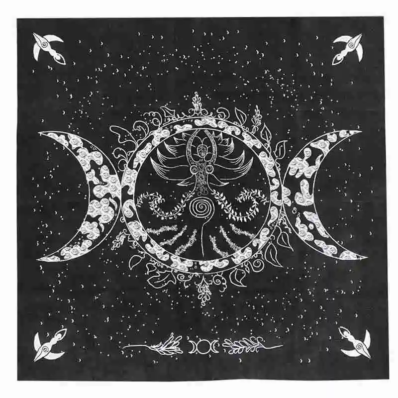 

Altar Tarot Cloth Triple Goddess Moon Phases Astrology Tarot Card Divination Special Tablecloth Velvet 49*49cm With Tarots Bag