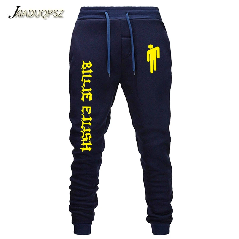 WM62-63 Navy blue Billie Eilish модные брюки с принтом женские/мужские спортивные штаны для фитнеса горячая Распродажа повседневные трендовые обтягивающие брюки для бега - Цвет: WM62-63 Navy blue