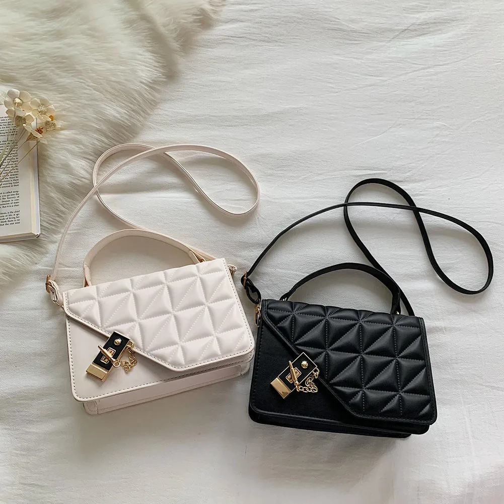 

Women Retro Shoulder Bag Creative Geometric Design Shoulder Bag Solid Color Messenger Bags Leather Handbags