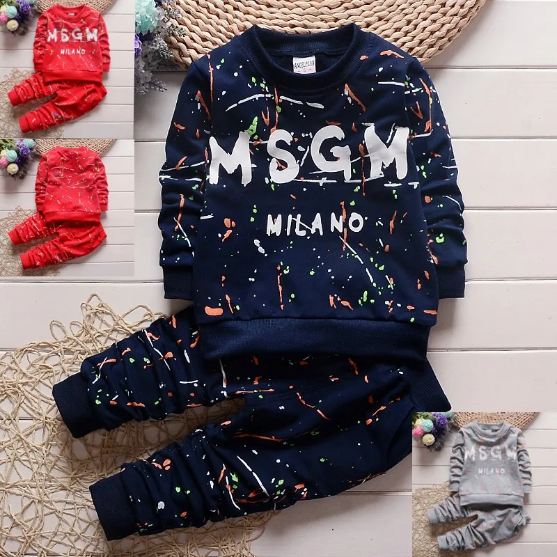 

3 Colors Toddler Baby Boys Clothes T Shirt+Pants Kids Tracksuit Set Boys Sportswear Autumn Kids Designer Clothes Sets 1-4Years