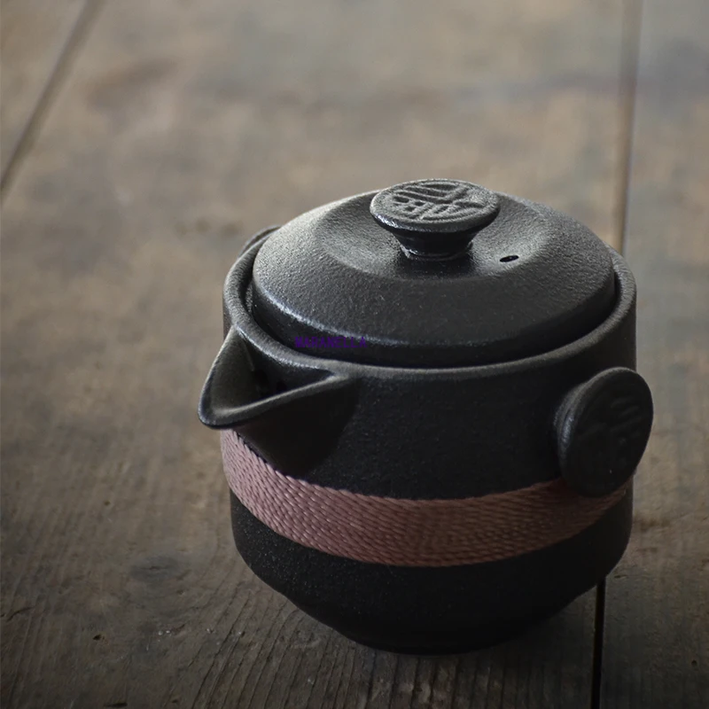 

black ceramic teapots with 2 cups a tea sets portable travel office tea set drinkware