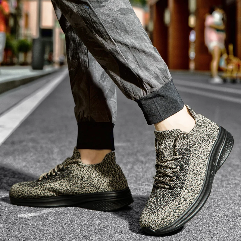 

Running Shoes Flying Woven Breathable Sneakers Unisex Outdoor Brand Sports Shoes Men's Lace-up Mesh Shoes Big Size 45 Women Shoe