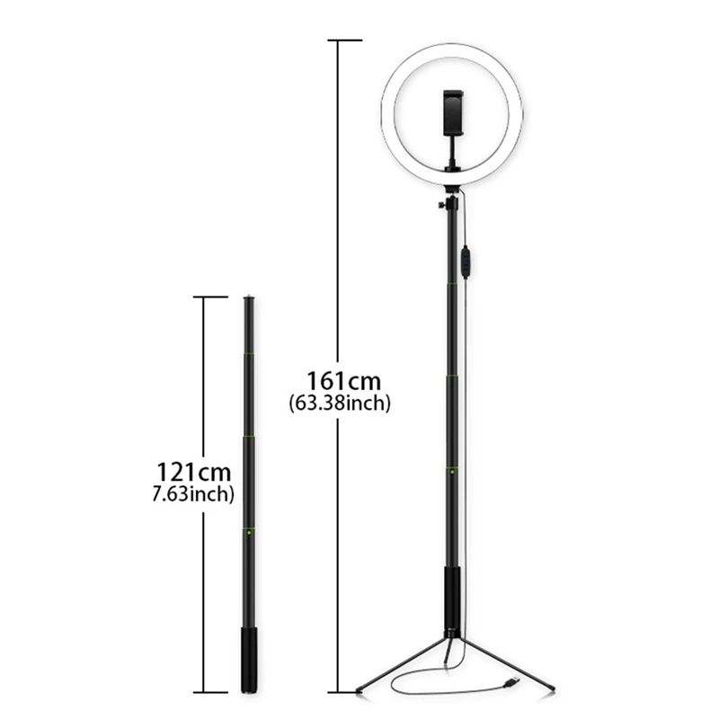 10 дюймов кольцевой светильник с штатив Трипод стойка держатель телефона