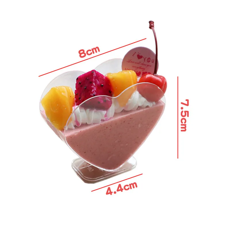 40PCS Mousse Dessert Heart-shaped Cups Plastic Pudding cup Disposable Party Milk Convenient Tiramisu Wedding Birthday Ice Cream | Дом и сад