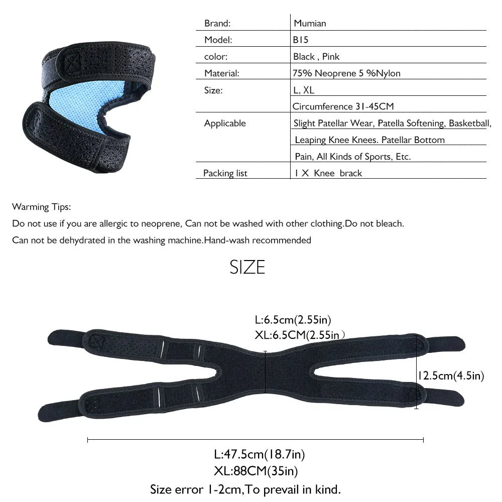 

Drop Ship from USA Adjustable Knee Patellar Tendon Support Strap Band Knee Support Brace Pads for Running Basketball Outdoor
