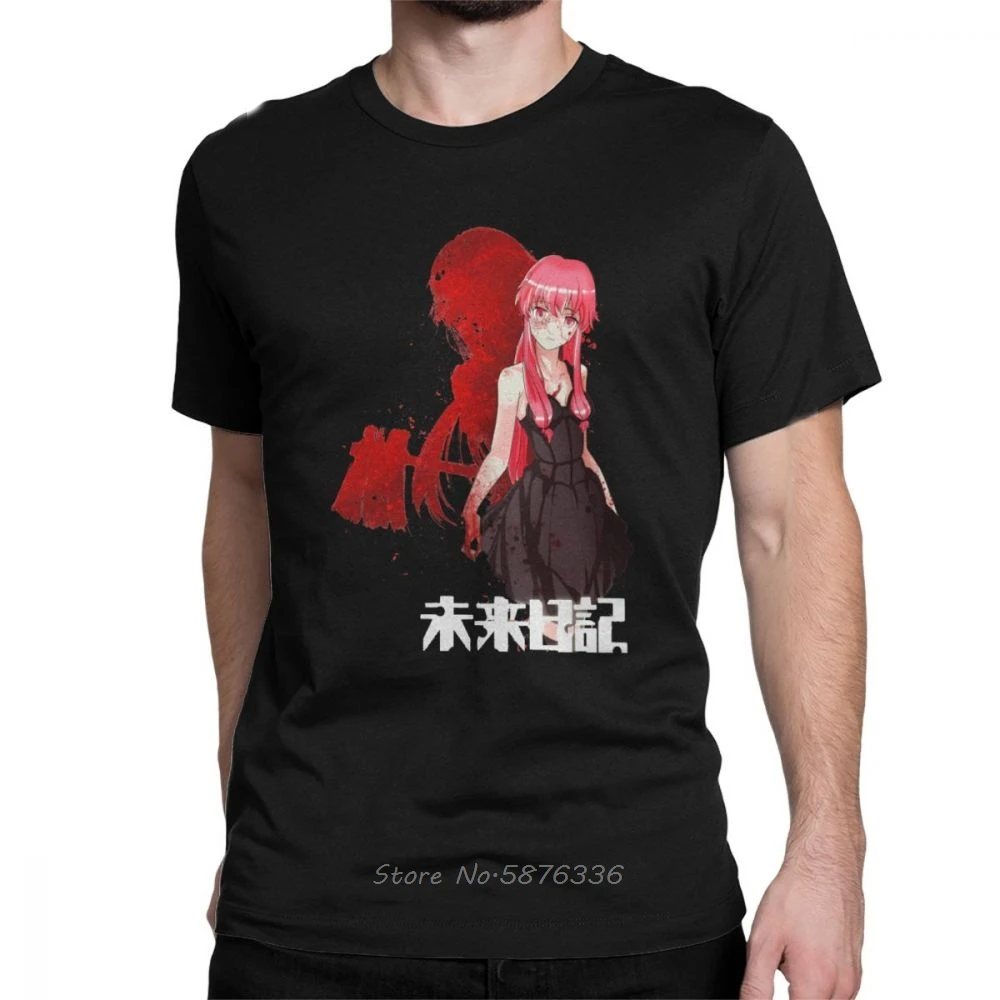 Футболка Mirai Nikki мужская с коротким рукавом Gasai Yuno манга будущее молочные футболки