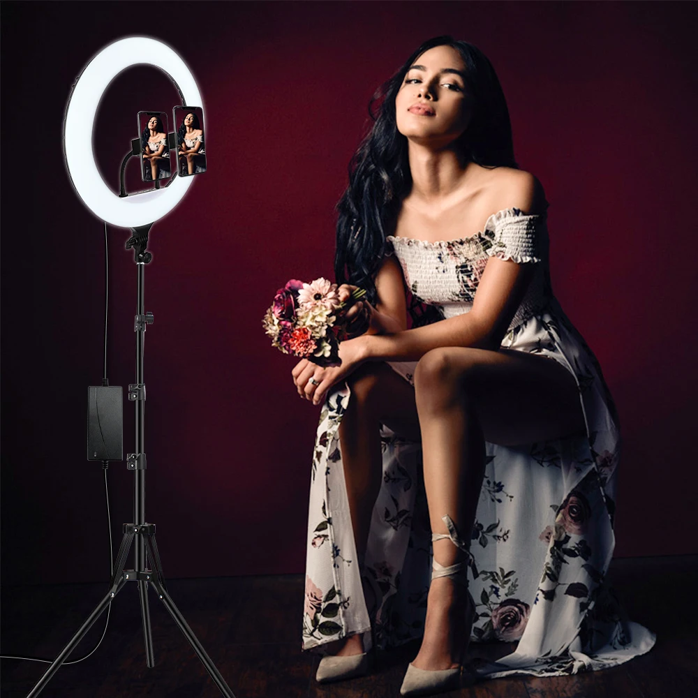 Кольцевой светодиодный светильник для фотосъемки 18 дюймов с регулируемой