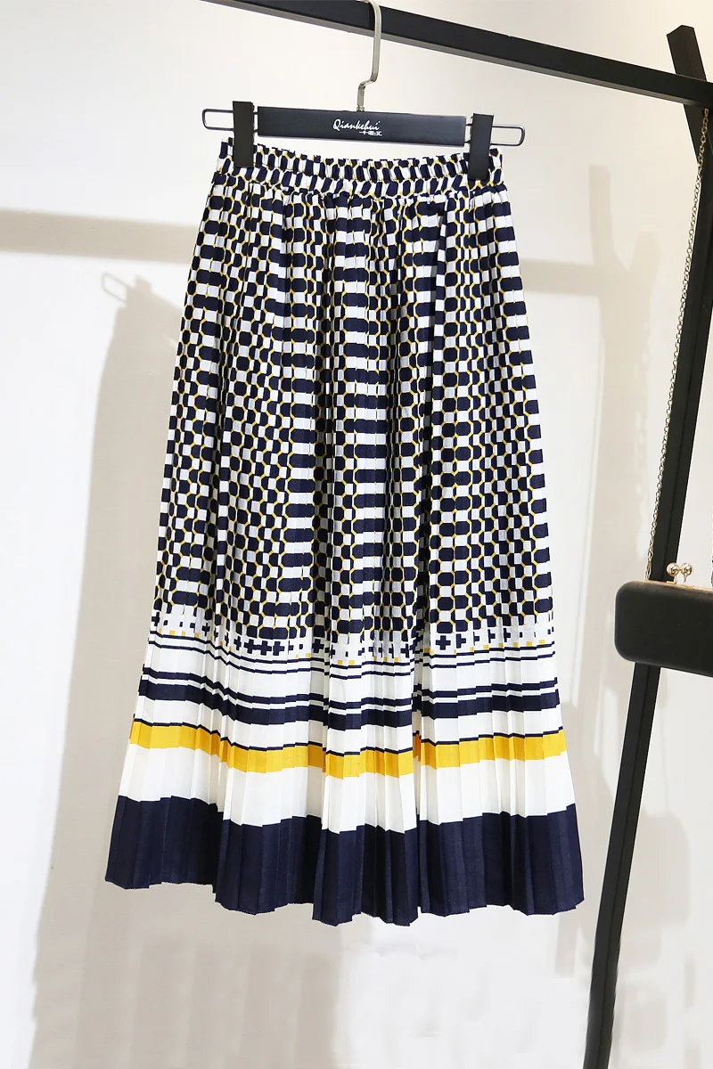 

Korean 2021 Spring and Summer Boho Formal Skirts Women Elegant Geometric A-Line Natural Skirts