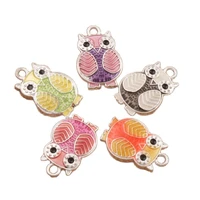 enamel owl charm beads mic 6colors 13 5x20mm 10pcs plated pendants fashion jewelry diy l1599