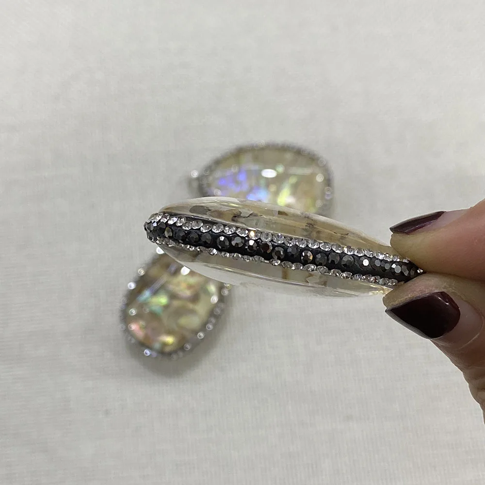 

Drop Shaped Abalone Shell Pendant Fashion Sticky Diamond Necklace Earrings Jewelry DIY Jewelry Making Accessories Wholesale