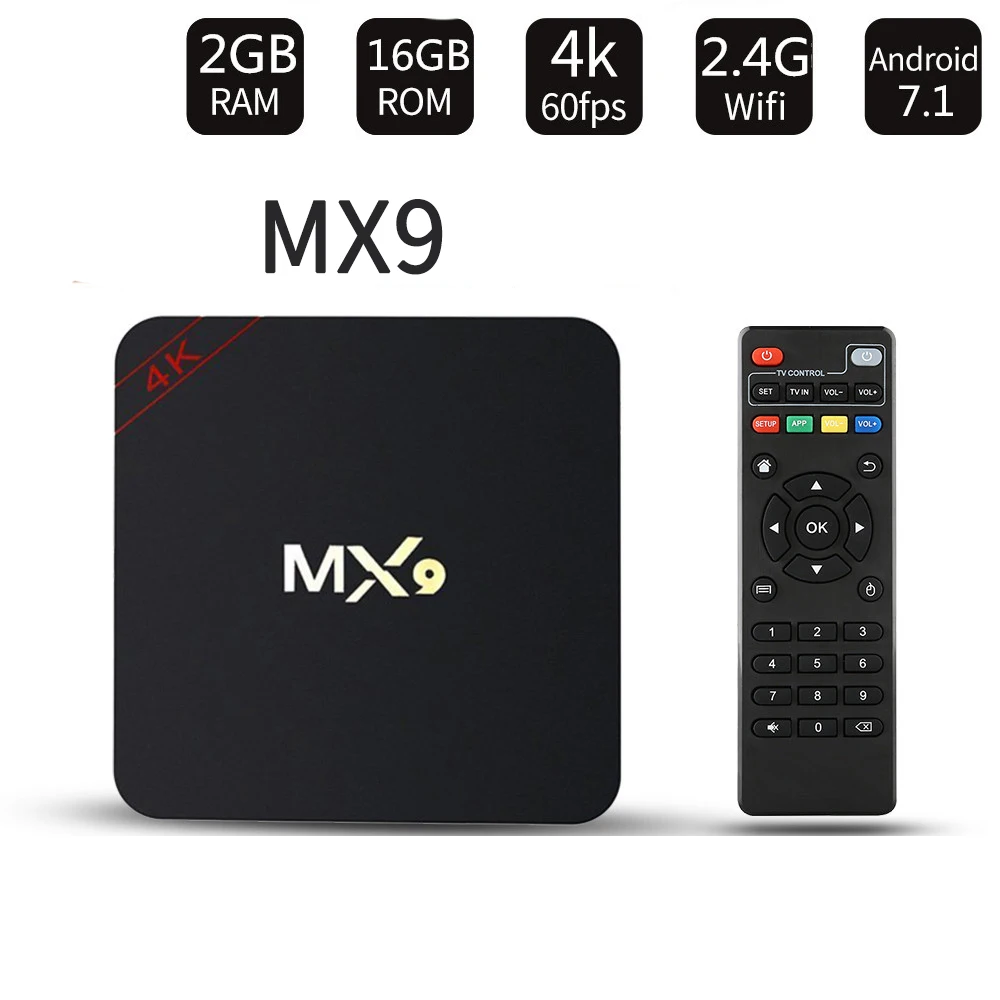 Смарт ТВ приставка MX9 на Android 7 1 четырехъядерный процессор RK3229 2 ГБ 16 4 ГГц Wi Fi HDR Google