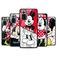 red disney mickey cute for xiaomi redmi note 10 pro max 10s 9t 9s 9 8t 8 7 pro 5g luxury tempered glass phone case cover