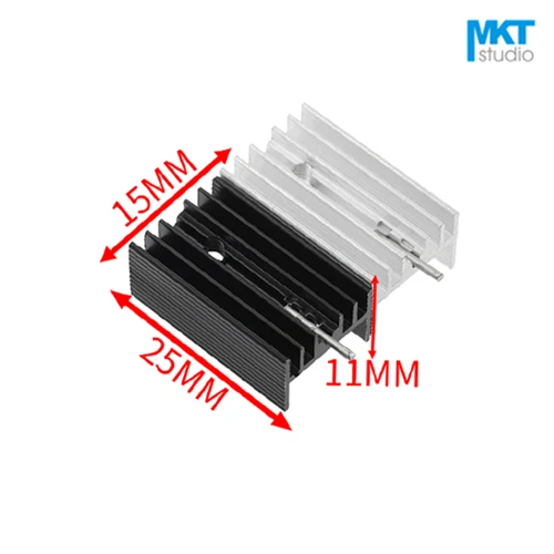 

100Pcs Black 25mmx15mmx11mm Pure Aluminum Cooling Fin Radiator Heat Sink For TO-3P, MOS, IC, Power, TO-220