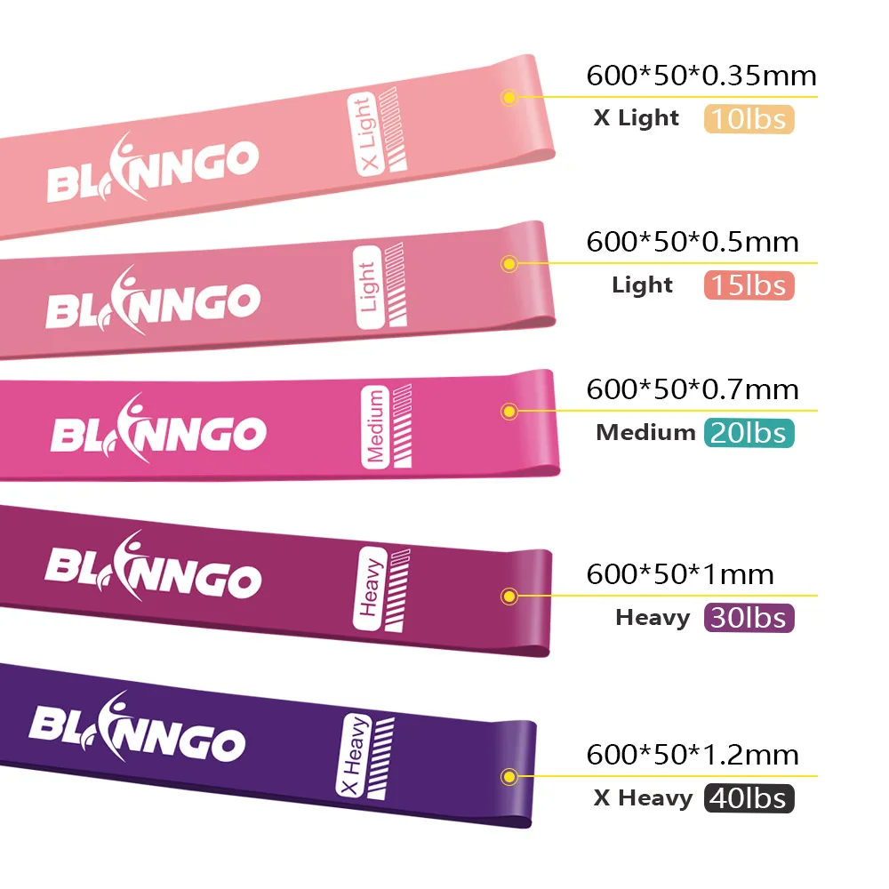 Ленты-Эспандеры Blinngo спортивные резиновые ленты для пилатеса фитнеса 5 уровней