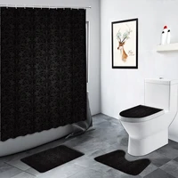 black brocade baroque shower curtain retro art abstract floral bathroom decor curtains non slip carpet bath mat toilet mats sets
