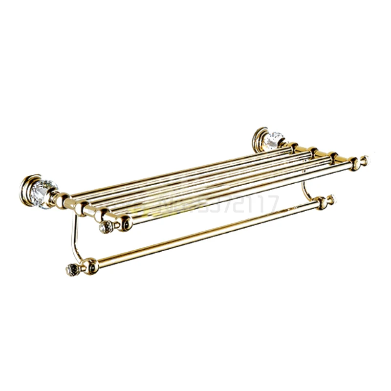 

European crystal towel rack double layer gold plated towel rack towel rack bathroom glass shelf bathroom accessories