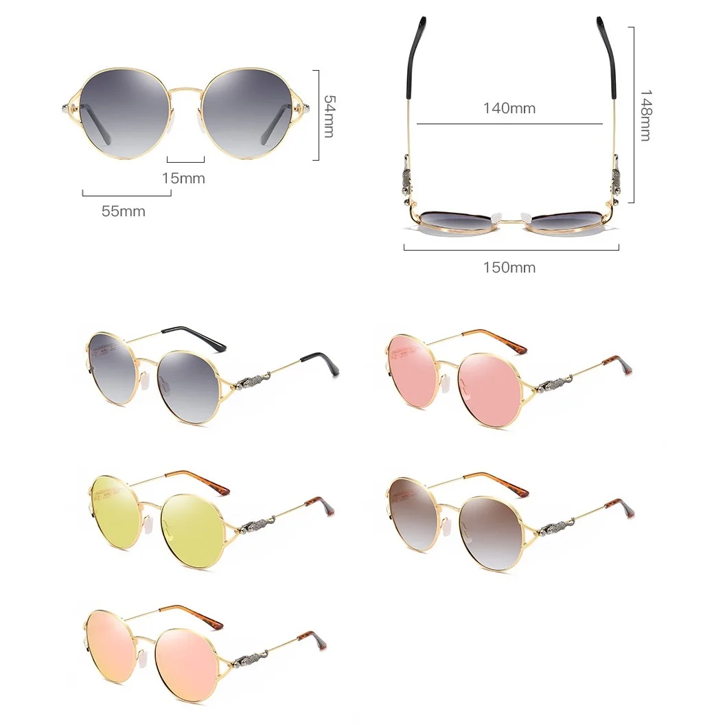 Zerosun модные круглые поляризационные солнцезащитные очки для женщин розовые HD