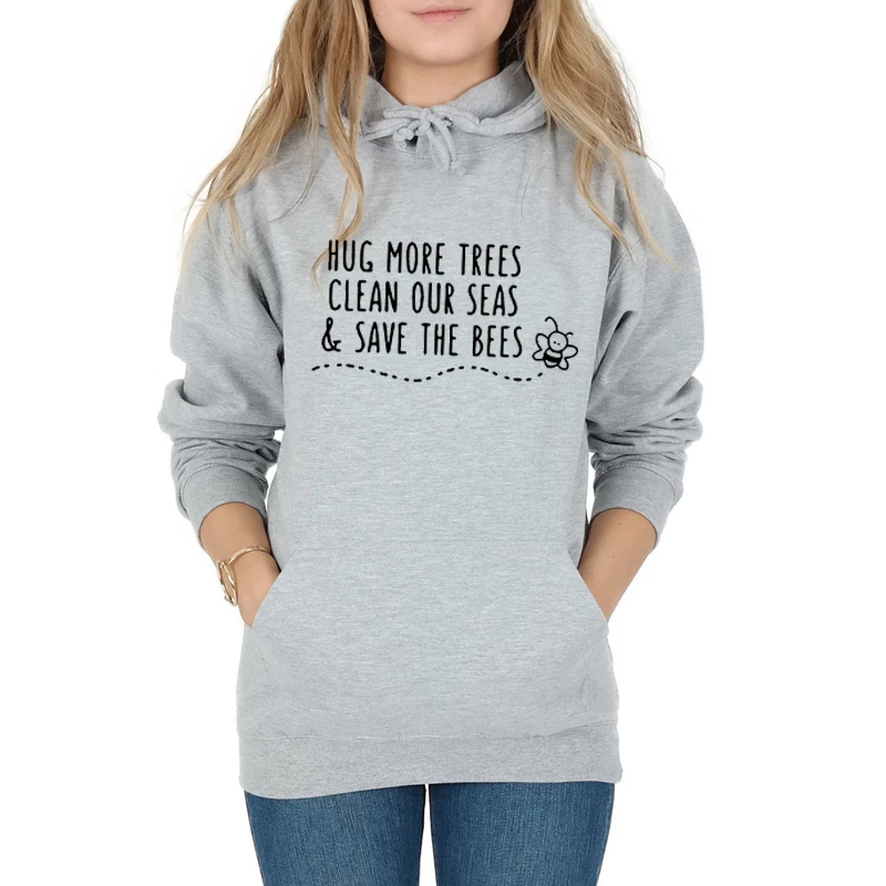 Худи женское в стиле Харадзюку худи с длинными рукавами и надписью Keep Our Seas Save The