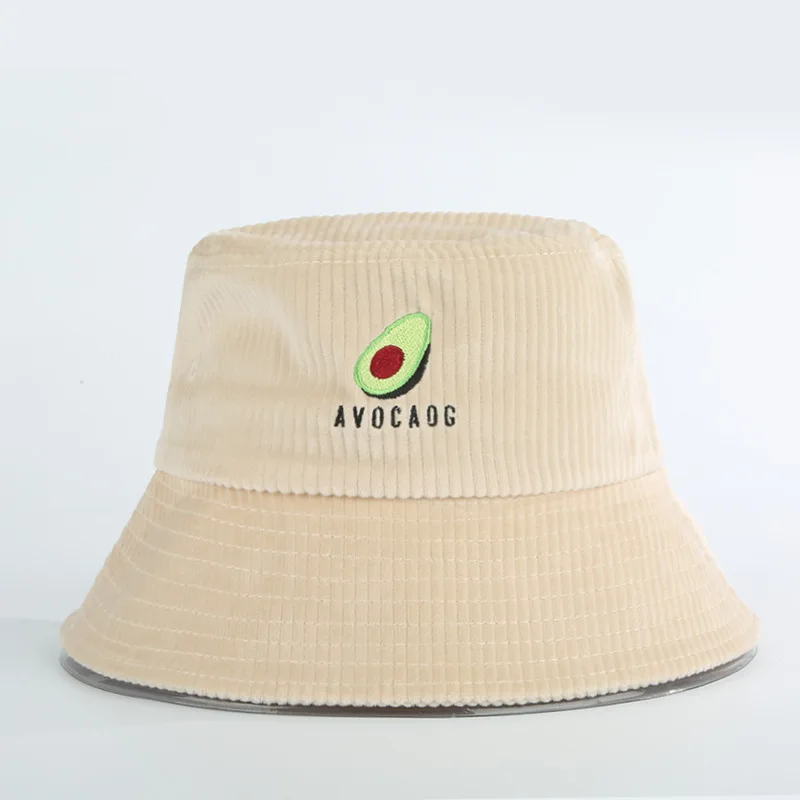 

Women's Avocado Corduroy Winter Panama Bucket Hats For Men Bob Autumn Warm Hip Hop Caps Wide Brim Fishing Ladies Fisherman Hat