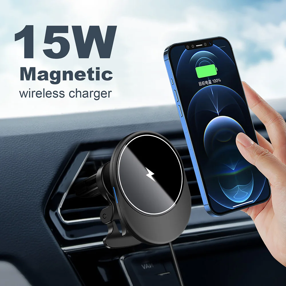 15W Magnetic Car Wireless Chargers induction Fast Charging For iPhone 12 Mini Pro Max Mount Phone Holder Magnet Adsorption | Мобильные