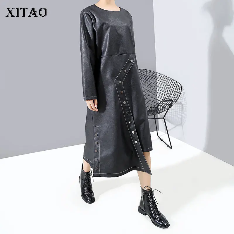 XITAO европейский стиль Необычные платья из искусственной кожи Модные свободные с
