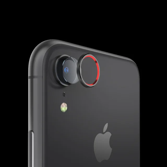 black red glass Камера металлическое кольцо Стекло протектор для iphone XR закаленные линзы пленка+ задняя крышка чехол Защита экрана для iphone XR аксессуары - Цвет: black red glass