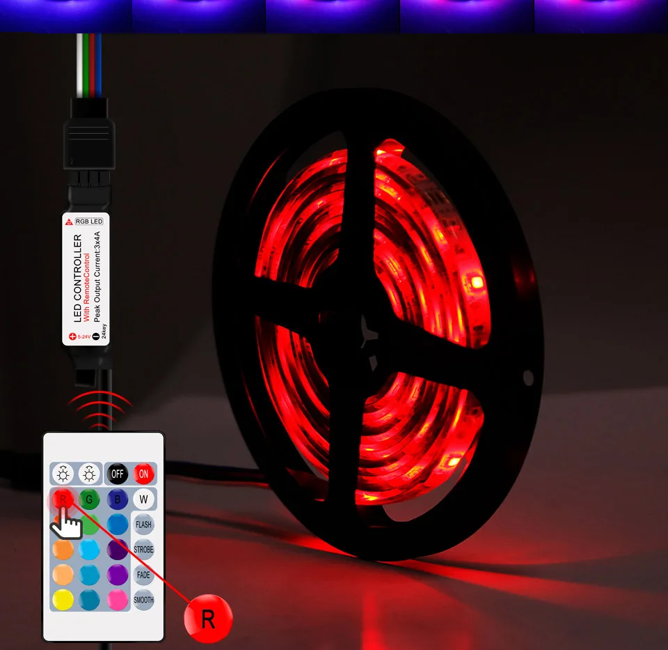 USB DC 5V SMD 2835 Светодиодная лента светильник инфракрасный пульт дистанционного управления Водонепроницаемая светодиодная лента Гибкая Диодная лента