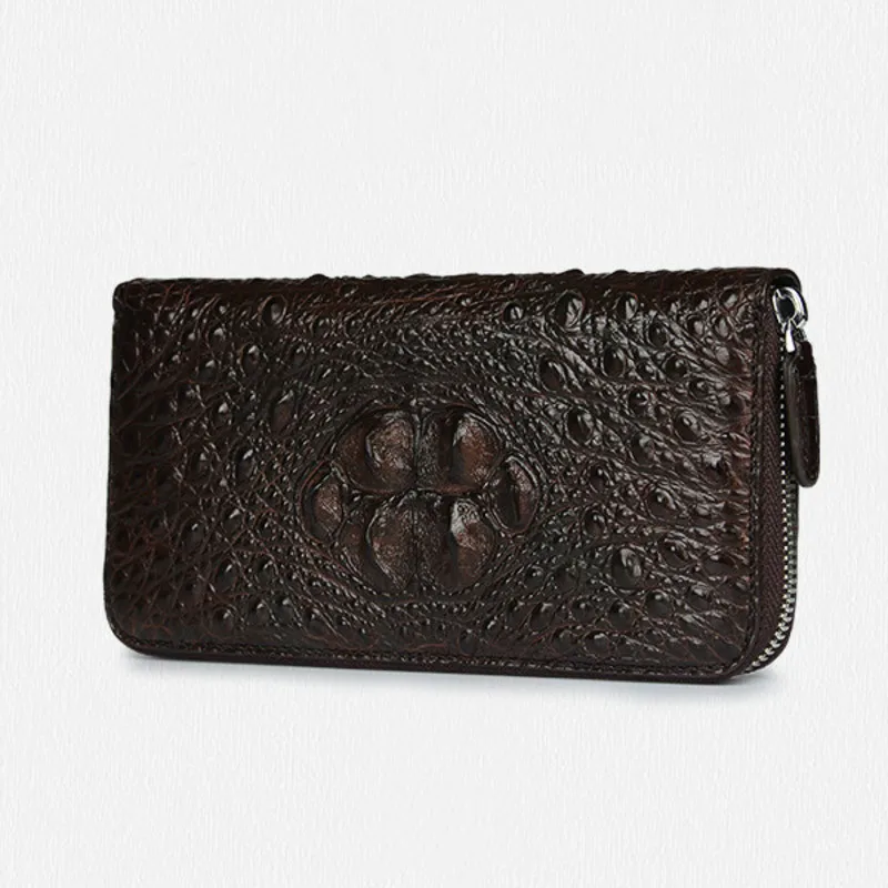 Мужской кошелек из натуральной крокодиловой кожи длинный бумажник с цепочкой