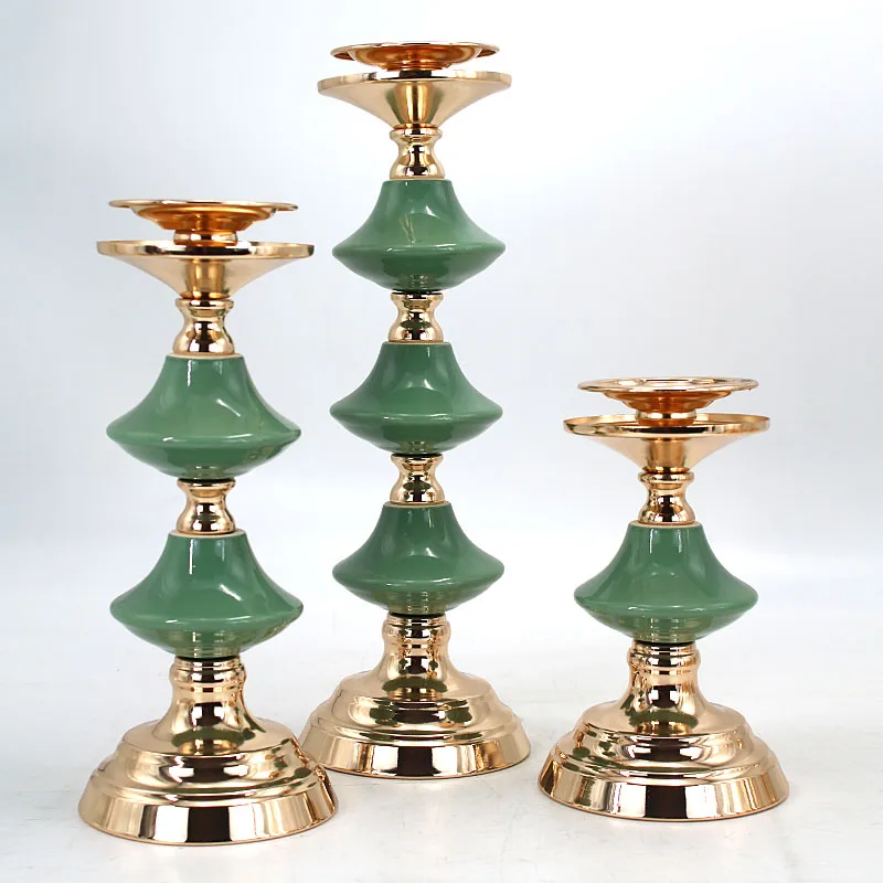 

Nordic style Candle Holder Gold Metal ceramic candle holder Candlestick Romantic Table Decor Creative Home Wedding Decoration