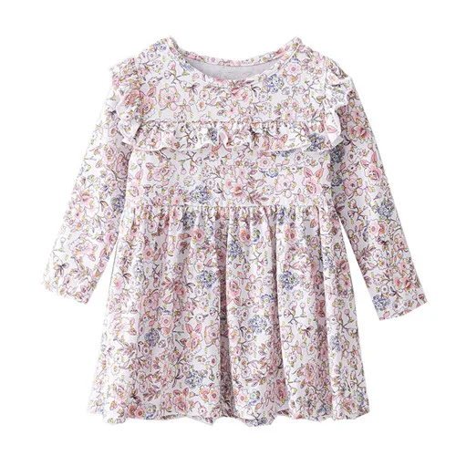 W0530 flowers Little Maven/Новое поступление, платья принцессы с цветами для девочек одежда для малышей с длинными рукавами костюм-пачка для свадебной вечеринки осенне-весеннее платье - Цвет: W0530 flowers