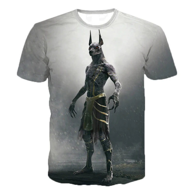 

Oversized casual fashion men's short-sleeved t-shirt t-shirt top 3d printing the mysterious retro style of Pharaoh Anubis